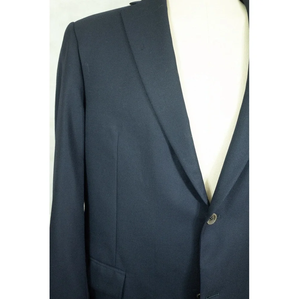 Hart Schaffner Marx Gold Trumpeter Mens Blazer Navy Blue 44L Sport Coat USA Made